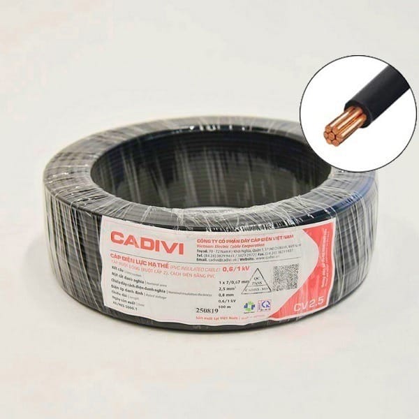 Dây Điện Đơn Cadivi CV 2.5 - 0,6/1kV