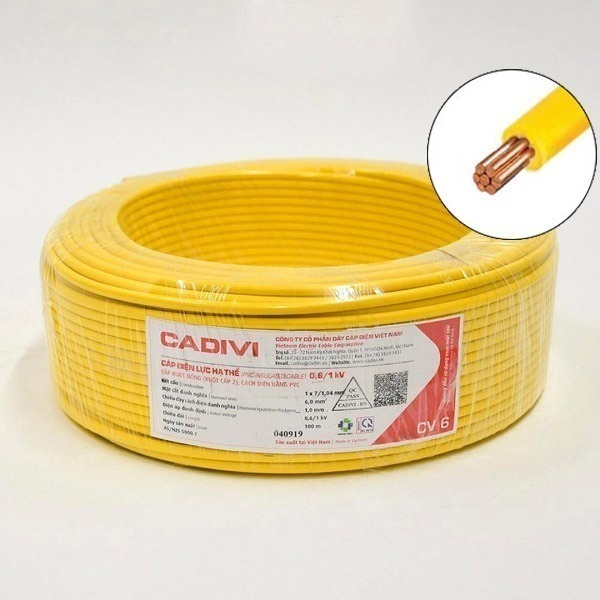 Dây Điện Đơn Cadivi CV 6.0 - 0,6/1kV